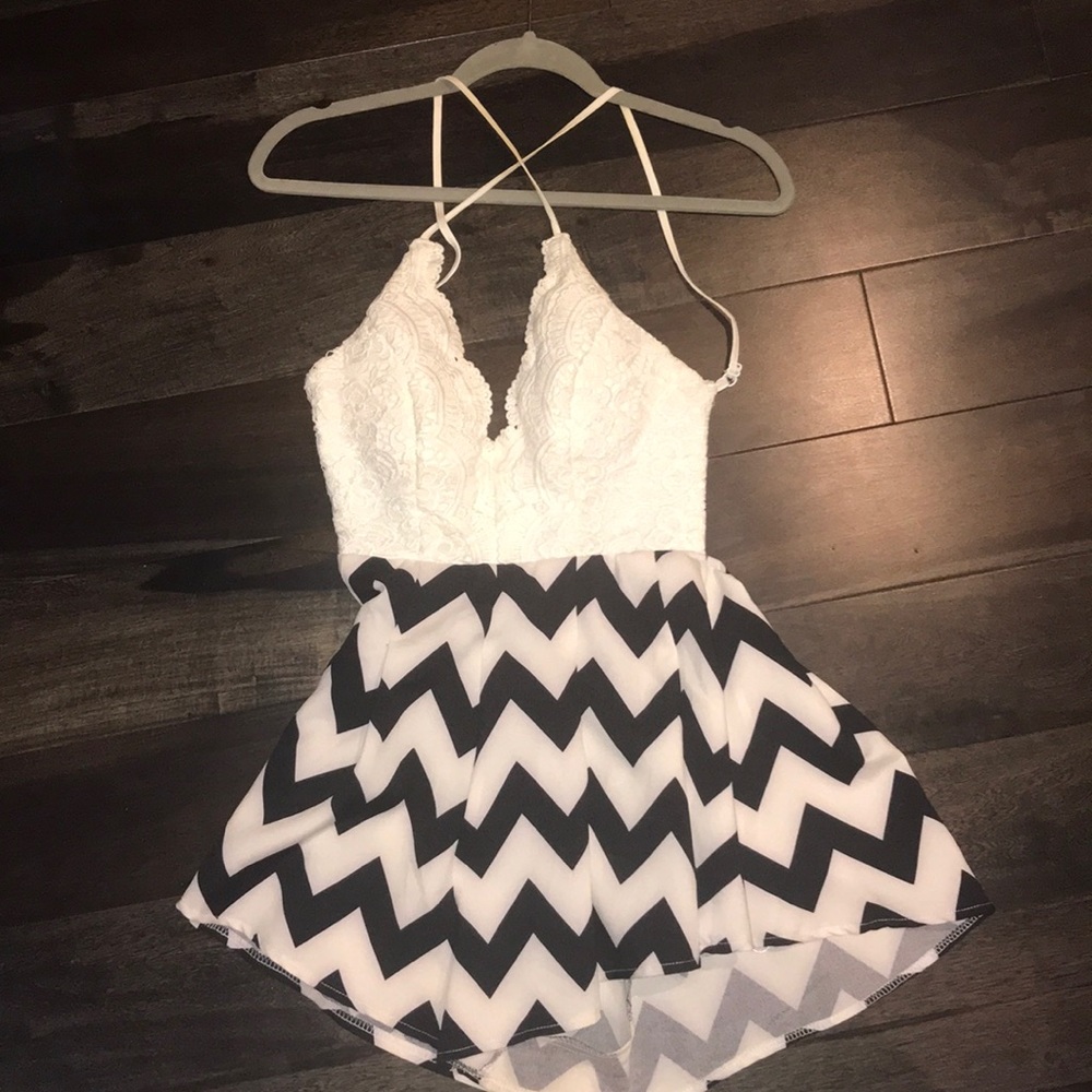 LF Open back stripe romper!
